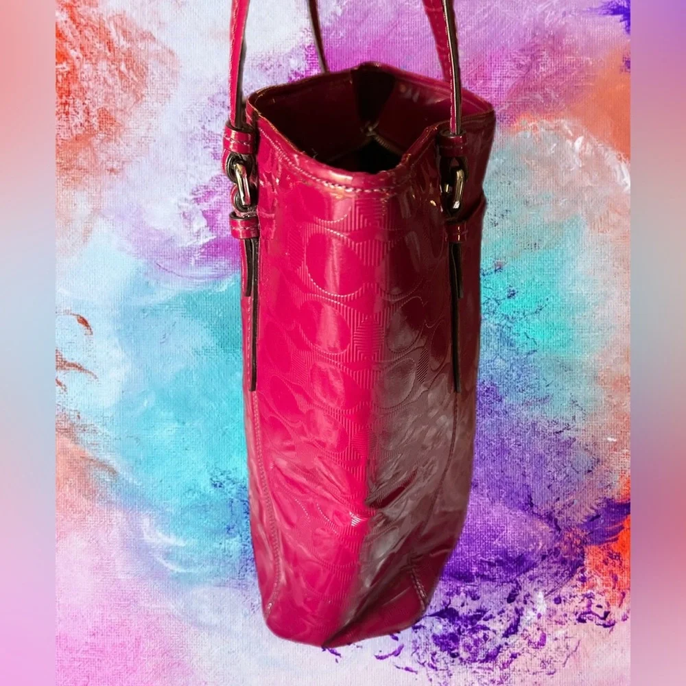 Coach Patent Leather Peyton Tote in Fuchsia